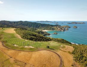 Kauri Cliffs 16th Aerial Ocean